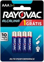 Pilha Alcalina Palito AAA 3 + 1 Rayovac 4un 
