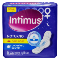 Absorvente Intimus Gel Noturno Cobertura Suave 8un Com Abas