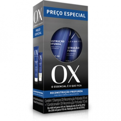 Kit Shampoo 375 ML +  Condicionador 170ML OX Reconstrução Profunda