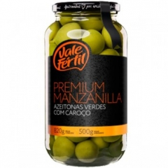 Azeitona Verde Com Caroço Manzanilla Vale Fértil 500g 